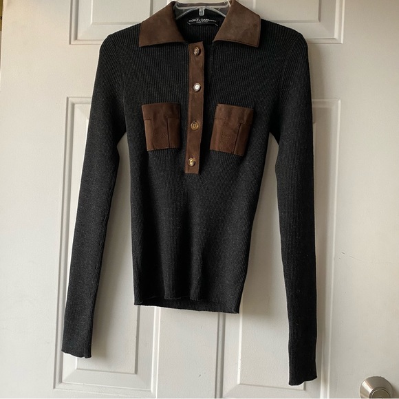 Dolce & Gabbana Sweaters - Dolce & Gabbana size 40 wool and calfskin sweater